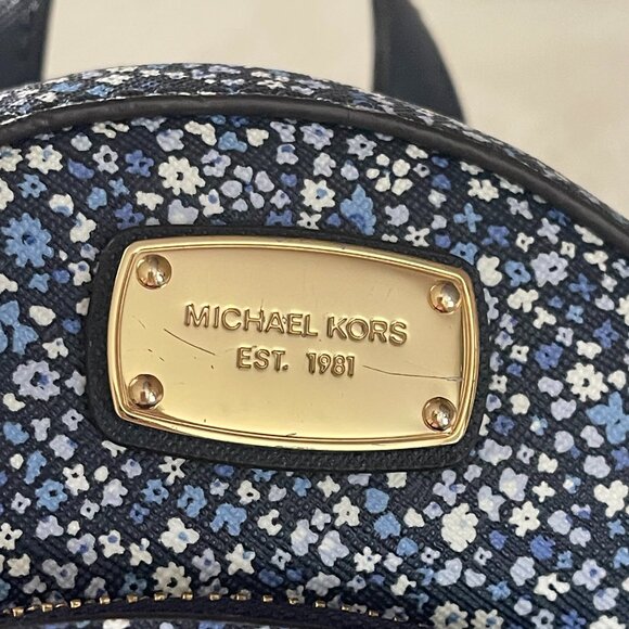 Michael Kors Abbey Blue/White Floral Mini Backpack - Picture 3 of 16